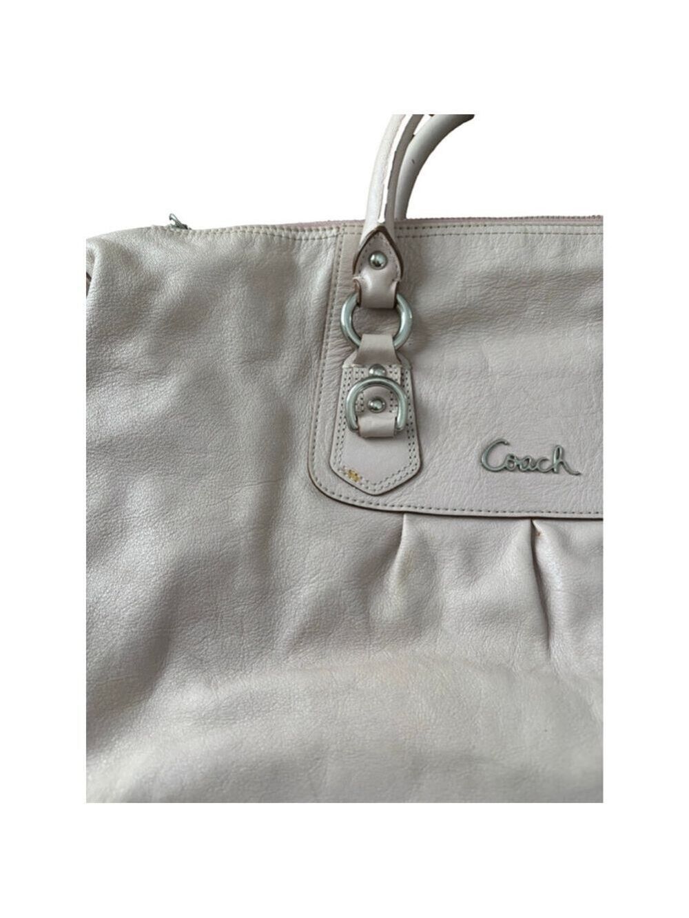Women's Coach Beige Leather Satchel One Size - Picture 8 of 10